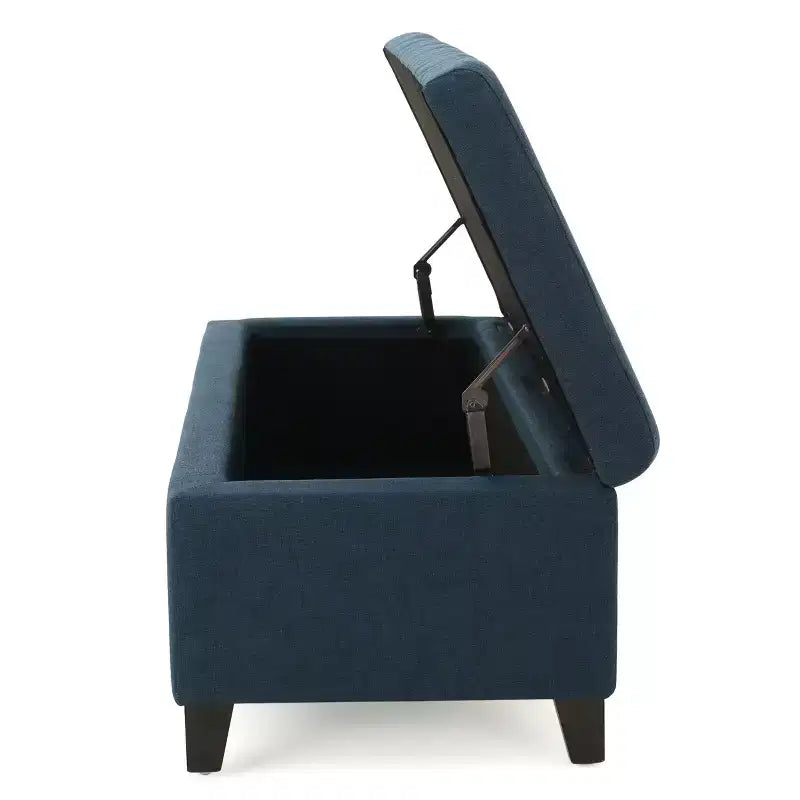 Banc de rangement TUYOHW avec capitonnage gaufré, banc de rangement avec pieds en bois, banc d'entrée pour salon, chambre, bleu marine