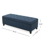 Banc de rangement TUYOHW avec capitonnage gaufré, banc de rangement avec pieds en bois, banc d'entrée pour salon, chambre, bleu marine
