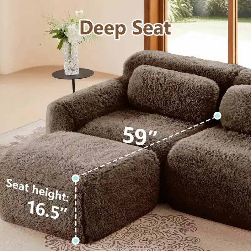 Canapé sans accoudoirs en forme de U, éponge haute densité 32D, fond antidérapant, aucun assemblage requis, conception ergonomique, combinaison libre, emballage sous vide pour salons/bureaux