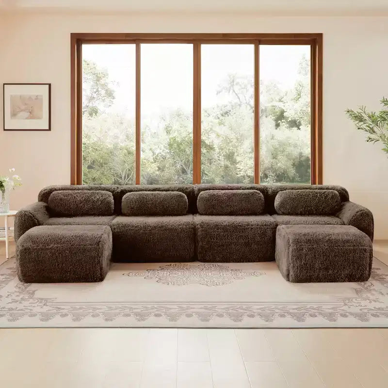 Canapé sans accoudoirs en forme de U, éponge haute densité 32D, fond antidérapant, aucun assemblage requis, conception ergonomique, combinaison libre, emballage sous vide pour salons/bureaux