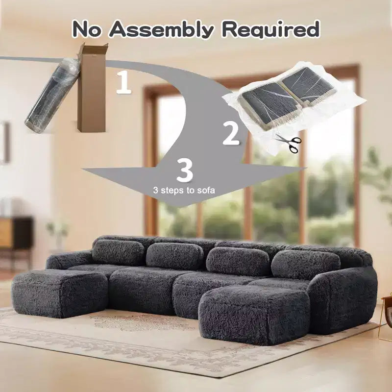 Canapé sans accoudoirs en forme de U, éponge haute densité 32D, fond antidérapant, aucun assemblage requis, conception ergonomique, combinaison libre, emballage sous vide pour salons/bureaux