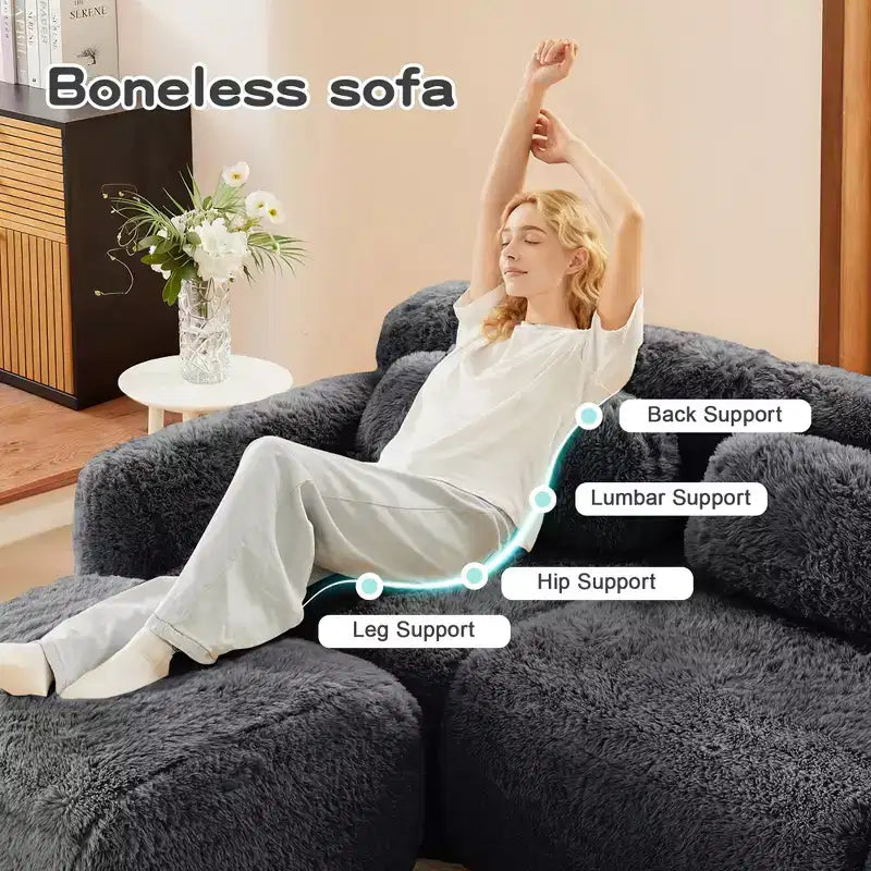 Canapé sans accoudoirs en forme de U, éponge haute densité 32D, fond antidérapant, aucun assemblage requis, conception ergonomique, combinaison libre, emballage sous vide pour salons/bureaux