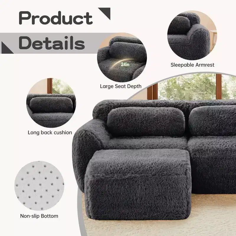 Canapé sans accoudoirs en forme de U, éponge haute densité 32D, fond antidérapant, aucun assemblage requis, conception ergonomique, combinaison libre, emballage sous vide pour salons/bureaux