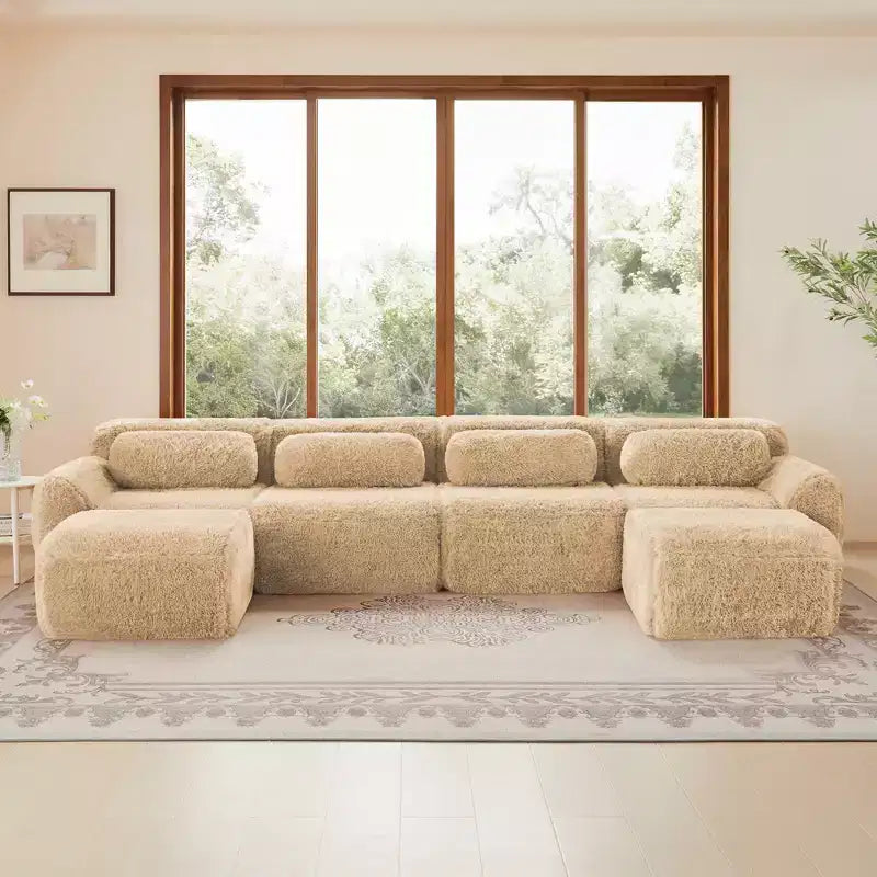 Canapé sans accoudoirs en forme de U, éponge haute densité 32D, fond antidérapant, aucun assemblage requis, conception ergonomique, combinaison libre, emballage sous vide pour salons/bureaux