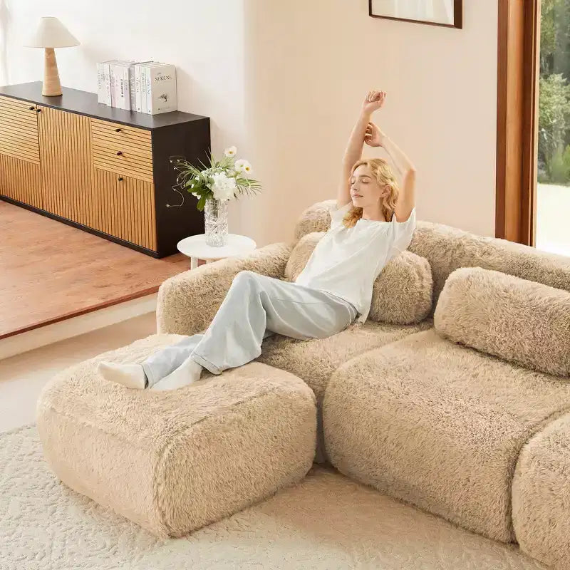 Canapé sans accoudoirs en forme de U, éponge haute densité 32D, fond antidérapant, aucun assemblage requis, conception ergonomique, combinaison libre, emballage sous vide pour salons/bureaux