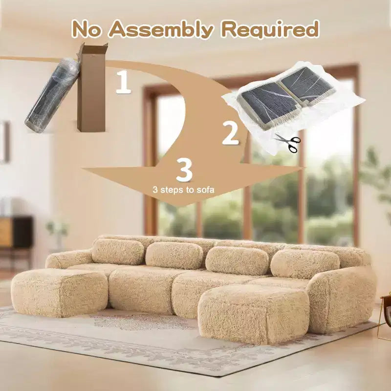 Canapé sans accoudoirs en forme de U, éponge haute densité 32D, fond antidérapant, aucun assemblage requis, conception ergonomique, combinaison libre, emballage sous vide pour salons/bureaux