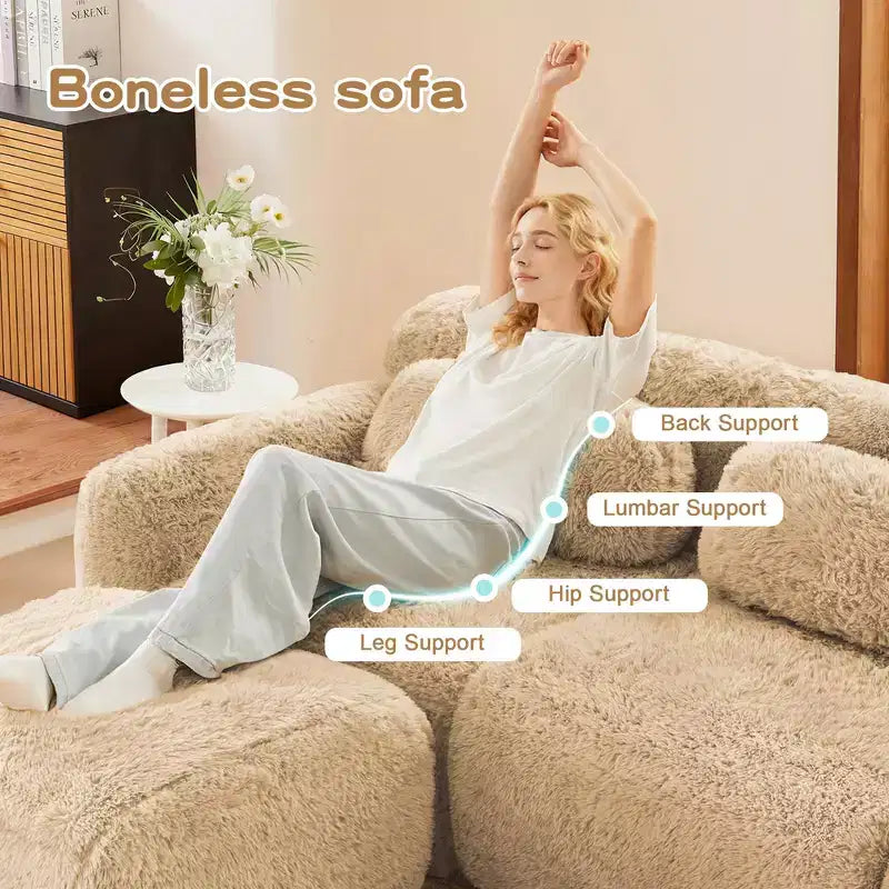 Canapé sans accoudoirs en forme de U, éponge haute densité 32D, fond antidérapant, aucun assemblage requis, conception ergonomique, combinaison libre, emballage sous vide pour salons/bureaux