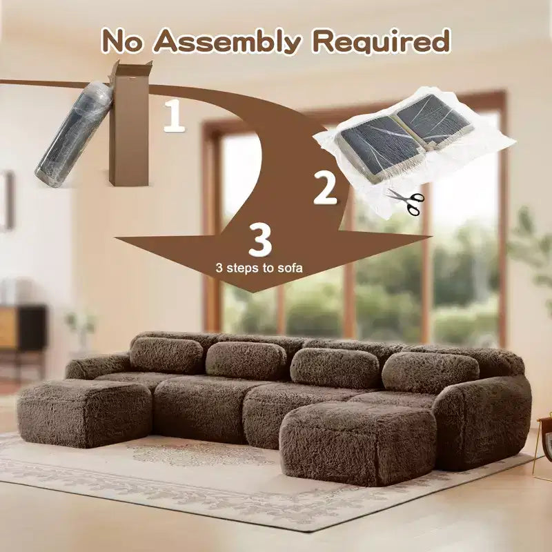 Canapé sans accoudoirs en forme de U, éponge haute densité 32D, fond antidérapant, aucun assemblage requis, conception ergonomique, combinaison libre, emballage sous vide pour salons/bureaux