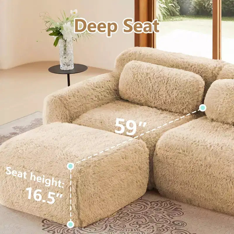 Canapé sans accoudoirs en forme de U, éponge haute densité 32D, fond antidérapant, aucun assemblage requis, conception ergonomique, combinaison libre, emballage sous vide pour salons/bureaux
