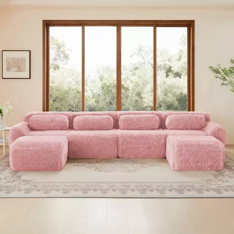 Canapé sans accoudoirs en forme de U, éponge haute densité 32D, fond antidérapant, aucun assemblage requis, conception ergonomique, combinaison libre, emballage sous vide pour salons/bureaux