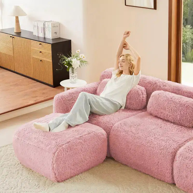 Canapé sans accoudoirs en forme de U, éponge haute densité 32D, fond antidérapant, aucun assemblage requis, conception ergonomique, combinaison libre, emballage sous vide pour salons/bureaux