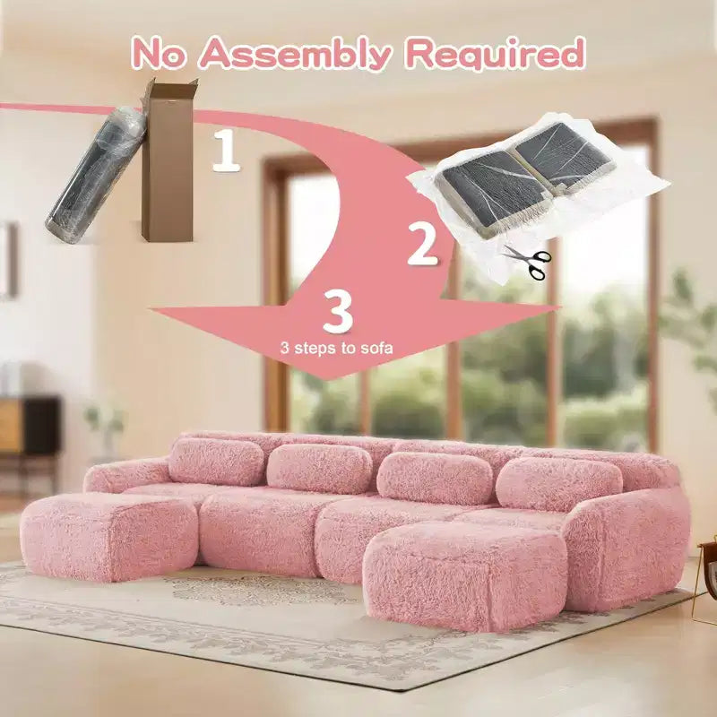 Canapé sans accoudoirs en forme de U, éponge haute densité 32D, fond antidérapant, aucun assemblage requis, conception ergonomique, combinaison libre, emballage sous vide pour salons/bureaux