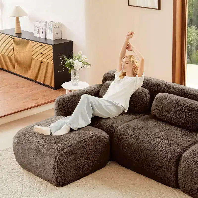Canapé sans accoudoirs en forme de U, éponge haute densité 32D, fond antidérapant, aucun assemblage requis, conception ergonomique, combinaison libre, emballage sous vide pour salons/bureaux