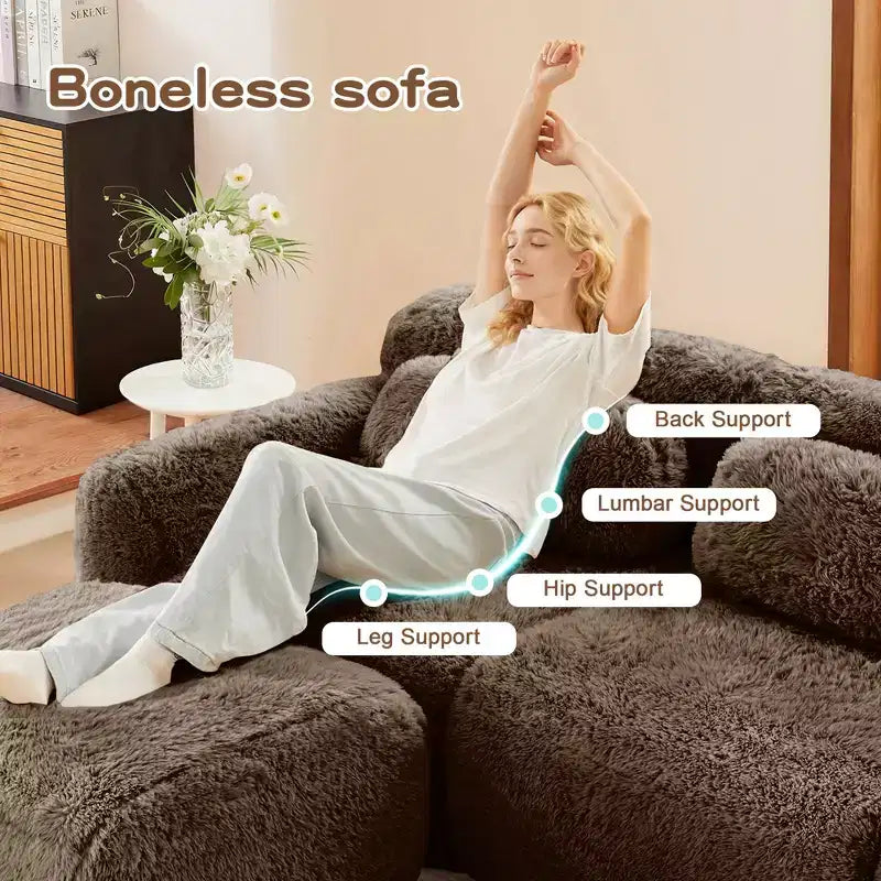 Canapé sans accoudoirs en forme de U, éponge haute densité 32D, fond antidérapant, aucun assemblage requis, conception ergonomique, combinaison libre, emballage sous vide pour salons/bureaux