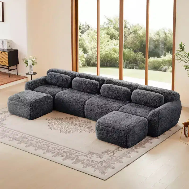 Canapé sans accoudoirs en forme de U, éponge haute densité 32D, fond antidérapant, aucun assemblage requis, conception ergonomique, combinaison libre, emballage sous vide pour salons/bureaux