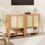 Meuble à chaussures en rotin pour entrée, étagère à chaussures sur pied à 5 niveaux en bois, étagères réglables, organisateur de rangement ouvert pour couloir, salon, chêne foncé