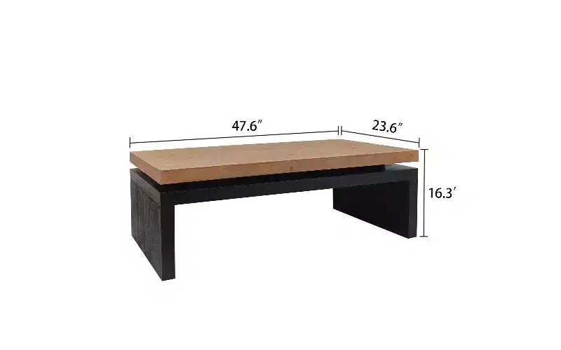 TUYOHW Table basse moderne en bois avec plateau flottant, table de salon rectangulaire élégante, table de canapé industrielle