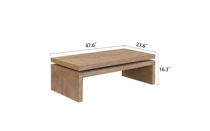 TUYOHW Table basse moderne en bois avec plateau flottant, table de salon rectangulaire élégante, table de canapé industrielle