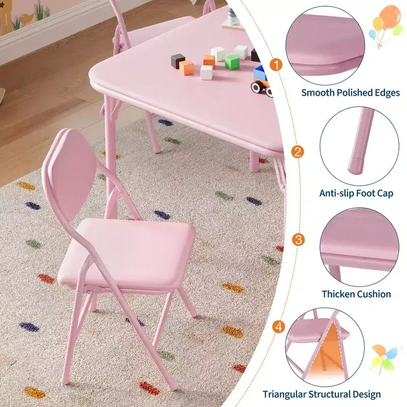 Ensemble de 5 pièces table et chaises pliantes, ensemble table et chaises d'activités pour garçons et filles pour salle à manger, garderie, salles de classe