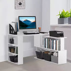 Bureau d'angle en forme de L rotatif avec étagères, gain de place et rangement