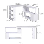 Bureau d'angle en forme de L rotatif avec étagères, gain de place et rangement