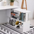 Bureau d'angle en forme de L rotatif avec étagères, gain de place et rangement