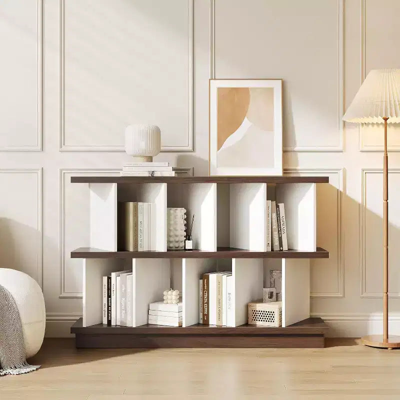8 Cube Low Bookshelf Bookcase - Wooden TV Stand Cabinets with Removable Back Panels, Modern Home Display Storage Rack for Living Room, Bedroom