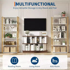 Étagère basse à 8 cubes – Meuble TV en bois avec panneaux arrière amovibles, meuble de rangement d'appoint moderne pour salon, chambre à coucher