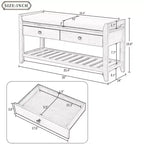 Banc de rangement pour chaussures en bois massif TUYOHW avec 2 tiroirs et coussin, organisateur d'entrée multifonctionnel avec base à grille, espresso