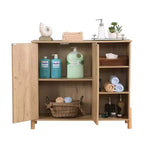 Meuble de rangement Mid-Century avec portes en rotin, étagères réglables, étagères ouvertes, meuble d'appoint Boho pour salon, entrée - Panipeachy