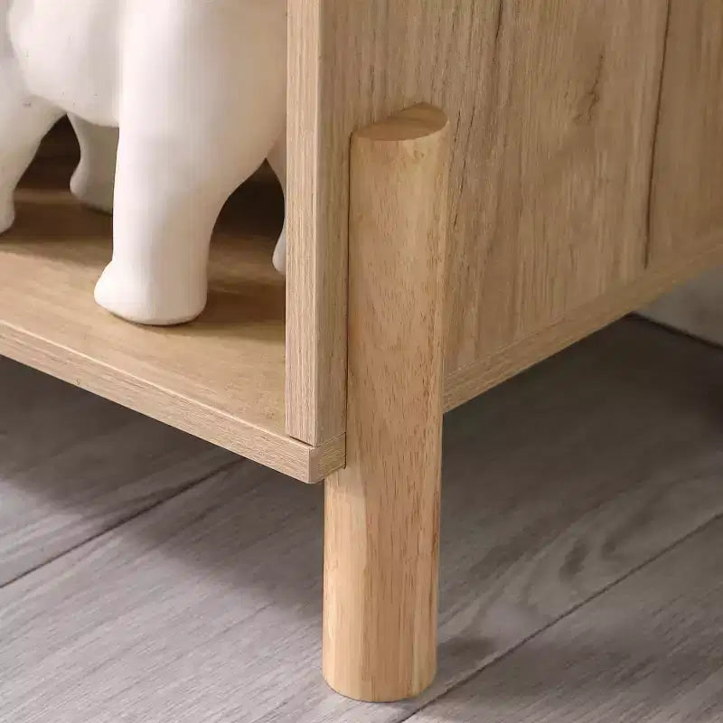 Meuble de rangement Mid-Century avec portes en rotin, étagères réglables, étagères ouvertes, meuble d'appoint Boho pour salon, entrée - Panipeachy