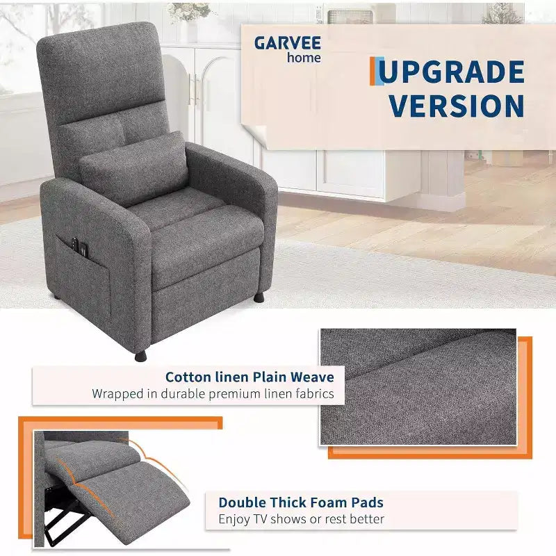 Fauteuil inclinable, Fauteuil inclinable réglable ergonomique surdimensionné, dossier haut, assise rembourrée, 2 poches latérales, siège de cinéma maison pour salon