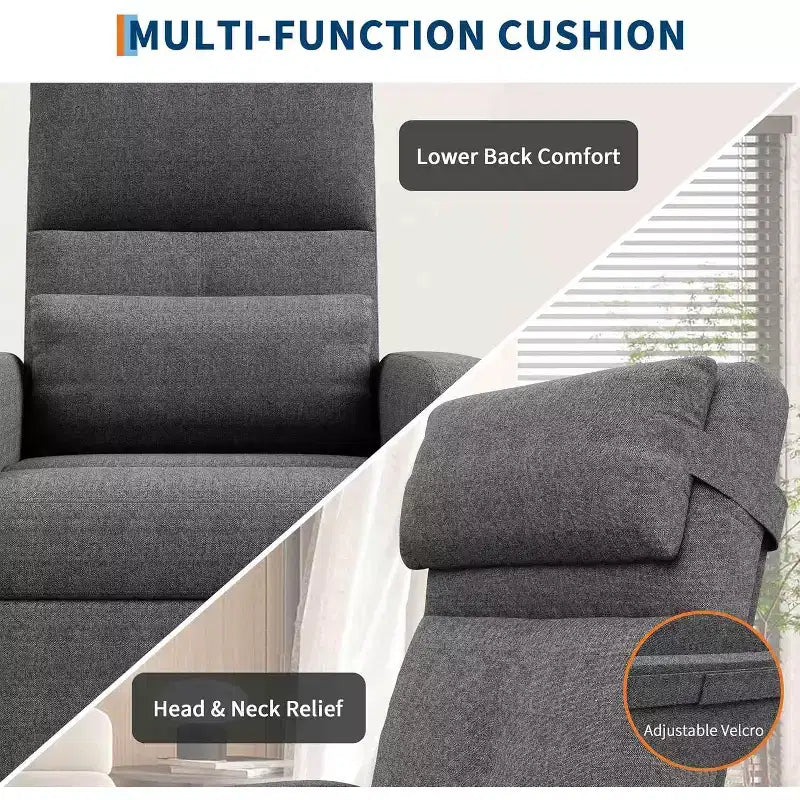 Fauteuil inclinable, Fauteuil inclinable réglable ergonomique surdimensionné, dossier haut, assise rembourrée, 2 poches latérales, siège de cinéma maison pour salon