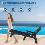 Chaise longue de patio 5 positions pour l'extérieur, chaise longue d'extérieur en HDPE avec porte-gobelet, chaise longue de piscine en résine avec roulettes