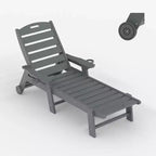 Chaise longue de patio 5 positions pour l'extérieur, chaise longue d'extérieur en HDPE avec porte-gobelet, chaise longue de piscine en résine avec roulettes