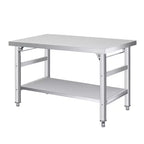 Table de préparation pliante en acier inoxydable - Établi robuste à deux niveaux avec étagère inférieure réglable - Roulettes verrouillables - Capacité de 204 à 417 kg