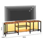 Meuble TV LED pour téléviseurs jusqu'à 75 pouces, meuble de divertissement de 170 cm avec prises de courant, étagères de rangement ouvertes, console TV