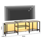 Meuble TV LED pour téléviseurs jusqu'à 75 pouces, meuble de divertissement de 170 cm avec prises de courant, étagères de rangement ouvertes, console TV