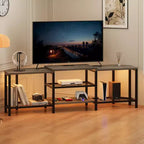 Meuble TV LED pour téléviseurs jusqu'à 75 pouces, meuble de divertissement de 170 cm avec prises de courant, étagères de rangement ouvertes, console TV