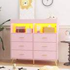 Commode COZONY pour chambre à coucher avec plan à langer, commode à langer pour bébé à 6 tiroirs avec étagères ouvertes