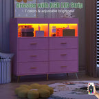 Commode COZONY pour chambre à coucher avec plan à langer, commode à langer pour bébé à 6 tiroirs avec étagères ouvertes