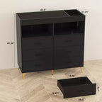 Commode COZONY pour chambre à coucher avec plan à langer, commode à langer pour bébé à 6 tiroirs avec étagères ouvertes