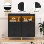 Commode COZONY pour chambre à coucher avec plan à langer, commode à langer pour bébé à 6 tiroirs avec étagères ouvertes