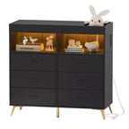 Commode COZONY pour chambre à coucher avec plan à langer, commode à langer pour bébé à 6 tiroirs avec étagères ouvertes