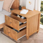 Ensemble de 2 tables de chevet avec design cannelé et tiroirs de rangement, table de nuit pour chambre, salon, entrée - Panipeachy