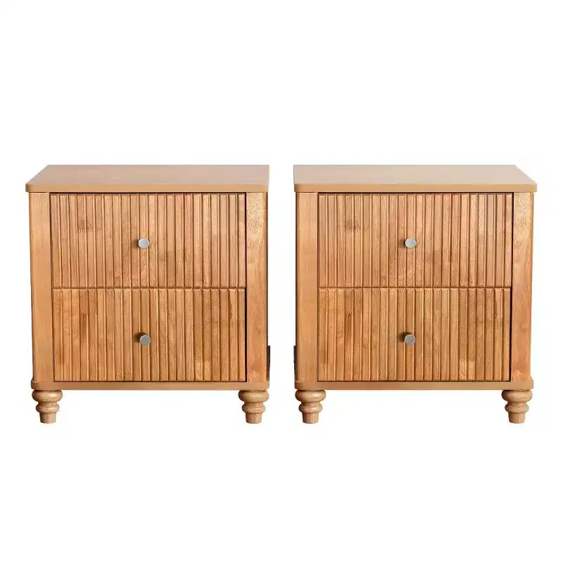 Ensemble de 2 tables de chevet avec design cannelé et tiroirs de rangement, table de nuit pour chambre, salon, entrée - Panipeachy