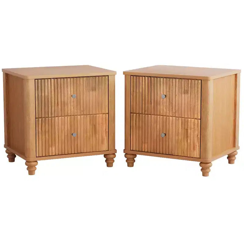 Ensemble de 2 tables de chevet avec design cannelé et tiroirs de rangement, table de nuit pour chambre, salon, entrée - Panipeachy