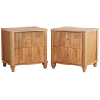 Ensemble de 2 tables de chevet avec design cannelé et tiroirs de rangement, table de nuit pour chambre, salon, entrée - Panipeachy