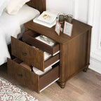 Ensemble de 2 tables de chevet avec design cannelé et tiroirs de rangement, table de nuit pour chambre, salon, entrée - Panipeachy