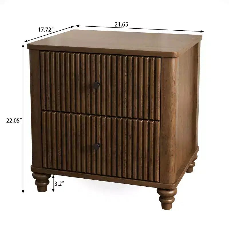 Ensemble de 2 tables de chevet avec design cannelé et tiroirs de rangement, table de nuit pour chambre, salon, entrée - Panipeachy